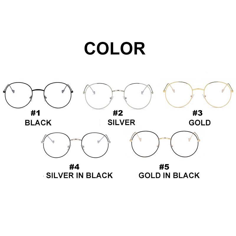 【Ready Stock】Round Metal Frame Student Anti-blue Eyeglasses Women/Men