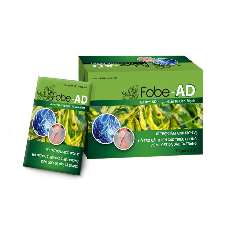 Gói uống Fobe AD – Hỗ trợ giảm nhanh ợ nóng, giảm triệu chứng bệnh dạ dày (Hộp 20 gói)
