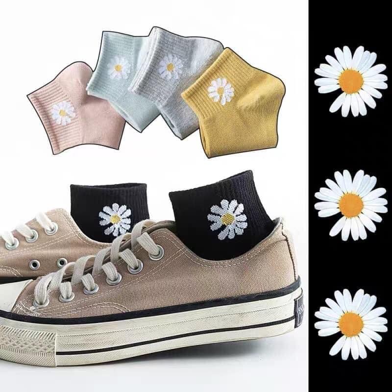 [10 đôi]Tất hoa cúc siêu HOT TREND set 10 đôi/5 màu tặng kèm túi rút hoa cúc