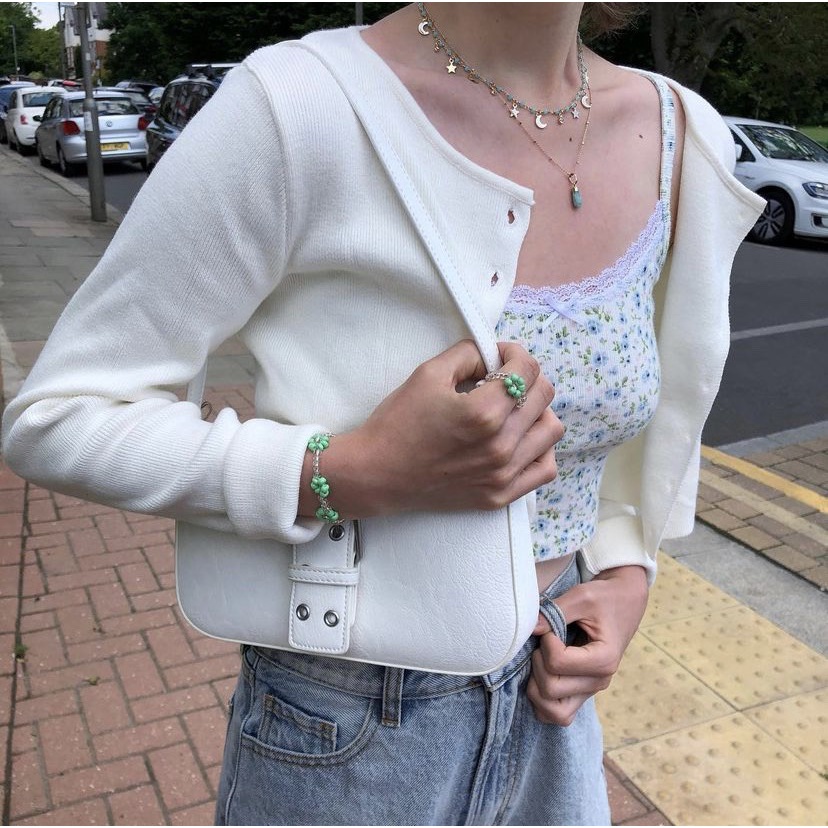 Áo hai dây Skylar Bow Tank viền ren hoạ tiết hoa nhí