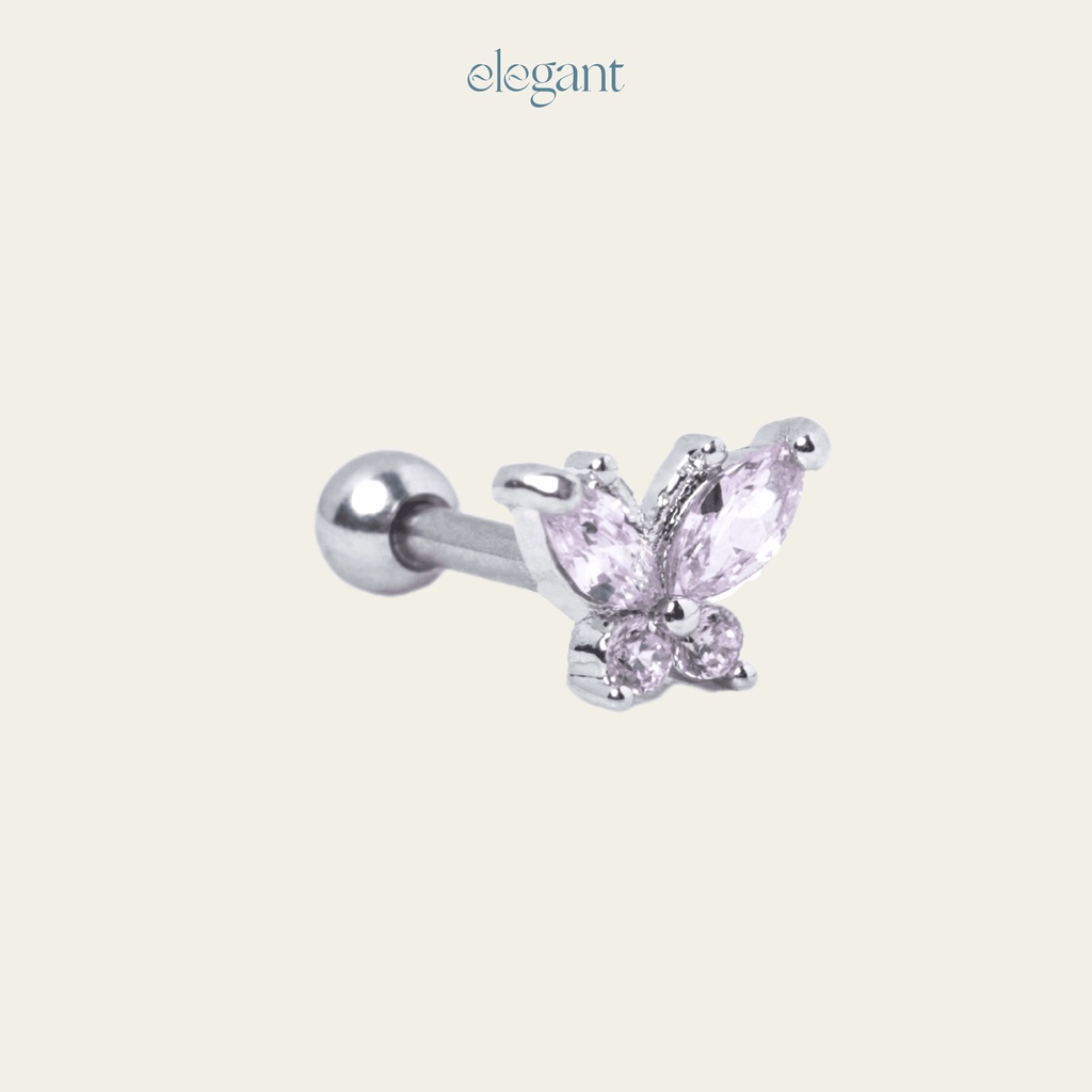 Khuyên tai đá màu CRYSTAL PINK BUTTERFLY Elegant