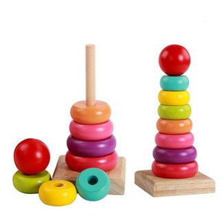 Đồ chơi tháp cầu vồng gỗ size lớn cho bé