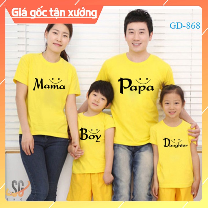 Áo Đôi Gia Đình THUN COTTON - Màu Vàng GD868VD Áo thun giá sỉ