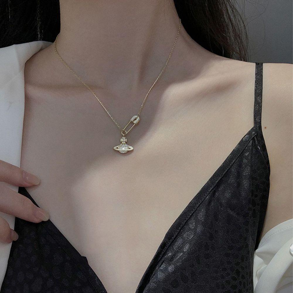FORBETTER Dây Chuyền Mặt Hình Hành Tinh Phong Cách Vintage Hàn Quốc Cho Nữ