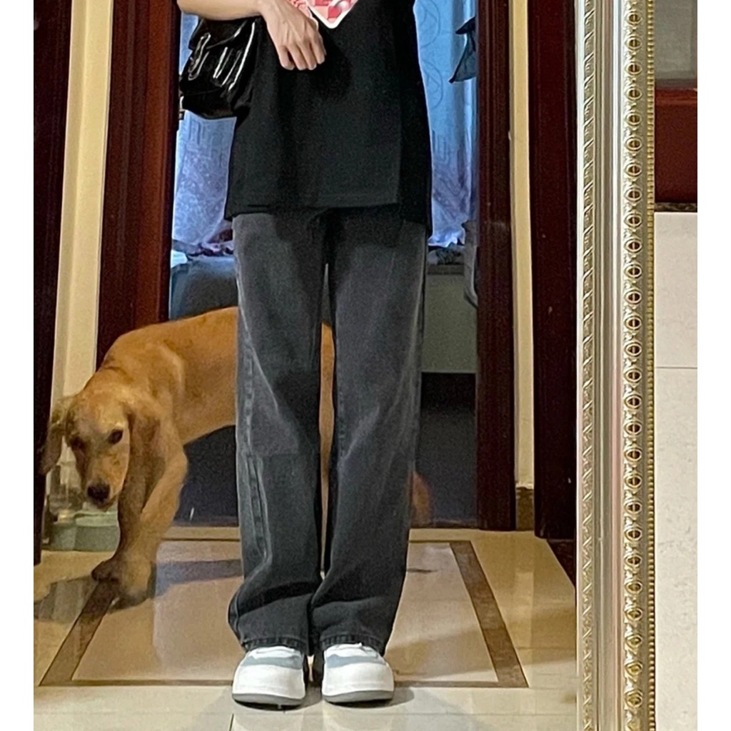 Quần jean nữ FLAKY SHOP cao cấp - Quần jean ống rộng suông dài chất liệu bò dày dặn phong cách thời trang Hàn Quốc | BigBuy360 - bigbuy360.vn