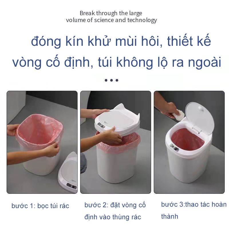 Thùng Rác Tự Động Cảm Ứng 17L Cao Cấp, Thùng Rác Thông Minh Gia Đình Có Nắp Cho Phòng Khách Phòng Ngủ Nhà Bếp Tiện Dụng