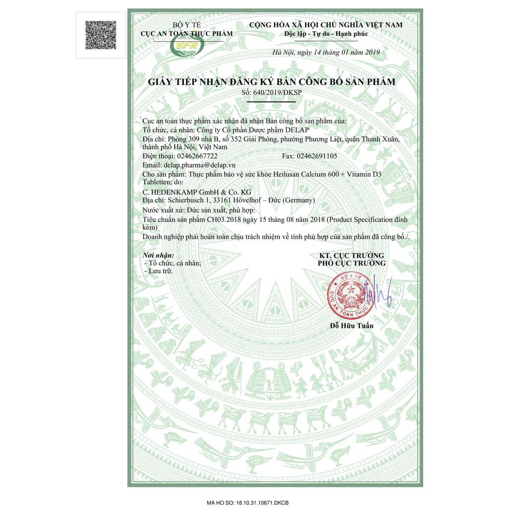 Giúp xương răng chắc khỏe - Bổ sung Canxi - Heilusan Calcium 600 + Vitamin D3 - hộp 48 viên giảm loãng xương