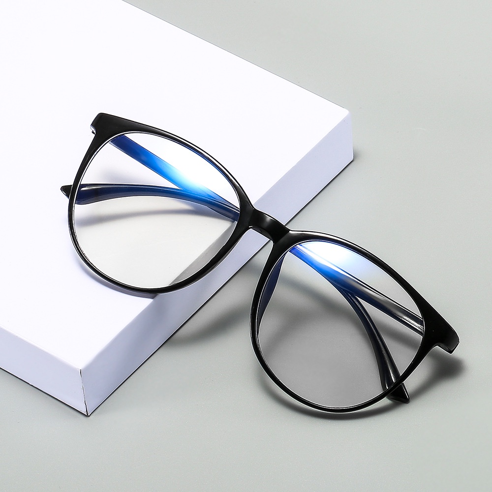 Kính mắt gọng tròn 0-400 chống tia UV chống ánh sáng xanh nhựa trong suốt thời trang