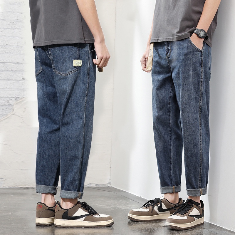 Quần Jeans Nam Dài Lưng Cao Dáng Rộng Thời Trang Phong Cách Hàn Quốc