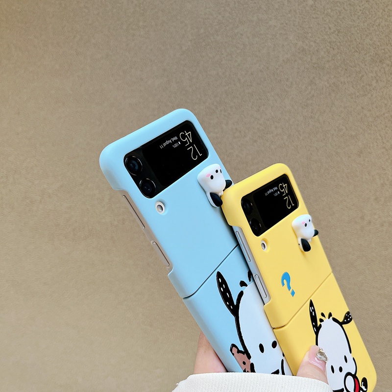 Ốp Điện Thoại Cứng Nắp Gập Chống Sốc Hình Mặt Cười 3D Cho Samsung Galaxy Z Flip 3 Flip4 Case Pochacco 4