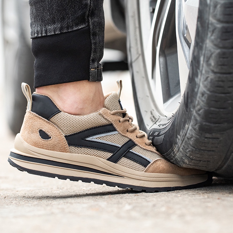 Giày Bảo Hộ Lao Động Mũi Thép Chống Đâm Thủng Vải Kaki Thoáng Khí Chống Mòn Bảo Vệ An Toàn Cho Nam