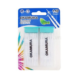Okamura - Tăm Nhựa Nha Khoa Nhật Bản - Hộp 140 Que