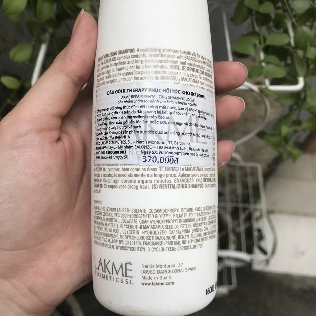 Dầu gội phục hồi tóc khô xơ Lakme K.therapy Repair Revitalizing Shampoo 300ml