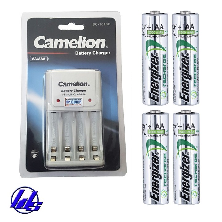 Combo bộ sạc pin AA, AAA BC-1010B kèm 4 pin sạc Energizer AA 2300mAh