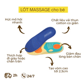 Lót giày trẻ em êm chân, giảm đau chân, thấm hút mồ hôi size giày 20-35, Chất liệu vải, Bộ 2 cái