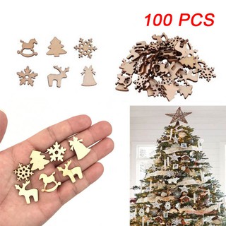 Set 100 Miếng Gỗ Hình Tuần Lộc Trang Trí Cây Thông Giáng Sinh