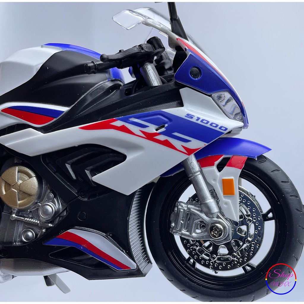 Xe mô hình mô tô BMW S1000RR 2020 TẶNG KÈM BIỂN SỐ tỉ lệ 1:12 hãng HUA YI