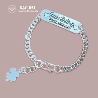 Lắc tay Bạc BSJ khắc tên ngày sinh cho bé yêu, khắc số điện thoại bố mẹ