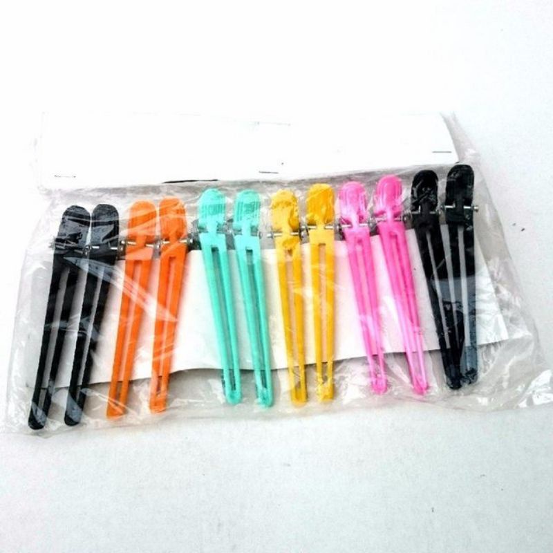 Sét 2 Kẹp mỏ vịt kim loại bọc nhựa 9cm (được chọn màu)