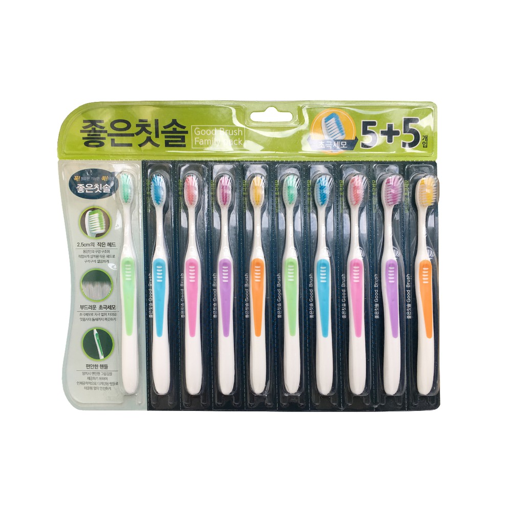 Sét bàn chải đánh răng Hàn Quốc medicare gia đình 10 cây Sạch bóng