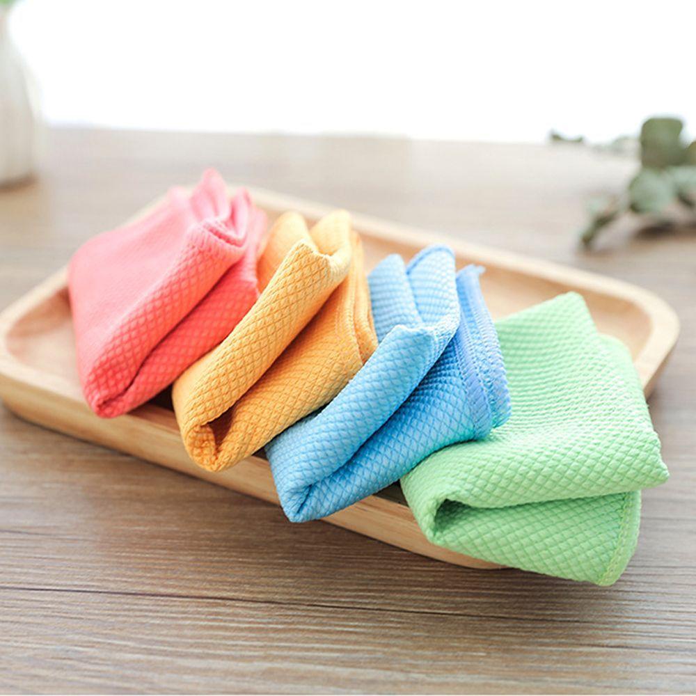 Khăn Lau Chén Dĩa / Kính Cửa Sổ Họa Tiết Vảy Cá Màu Trơn Siêu Bền Tiện Dụng Cho Nhà Bếp