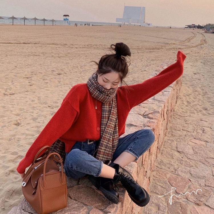 Áo Khoác cardigan Dệt Kim Cổ Tròn Dáng Ngắn Thời Trang Hàn Quốc 2022