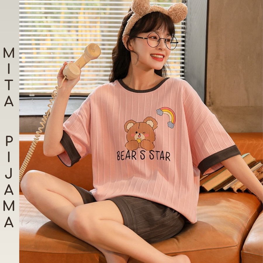 Đồ bộ pijama nữ mặc nhà cotton cao cấp tay ngắn siêu cute dễ thương – CTN1