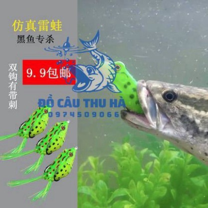 Mồi nhái giả câu lure, mồi nhái hơi có thìa super frog đuôi dài