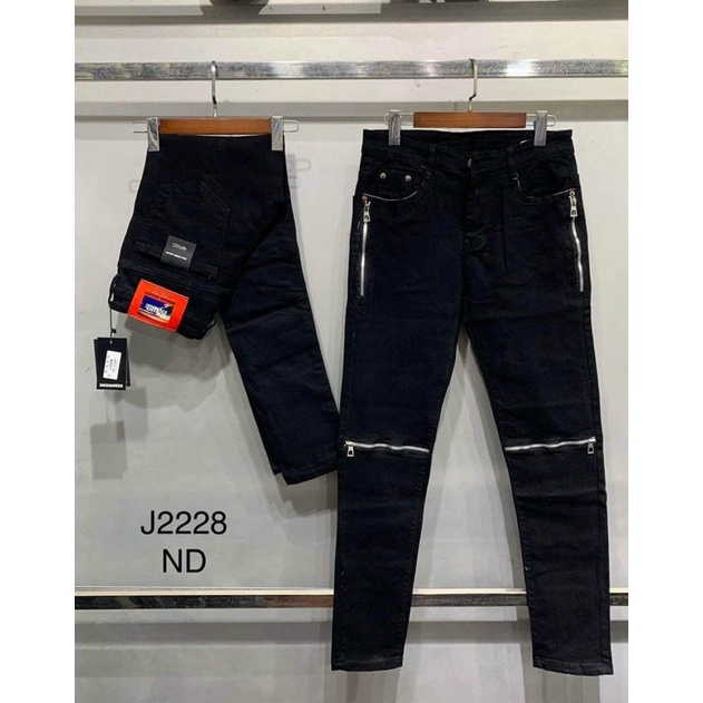 Quần Jean Nam Amiri 2 Khoá Phối Sườn Phom Ôm, Co Giãn Nhẹ - Quần Bò Nam Ống Côn Thời Trang, Siêu Chất - Bee Shop