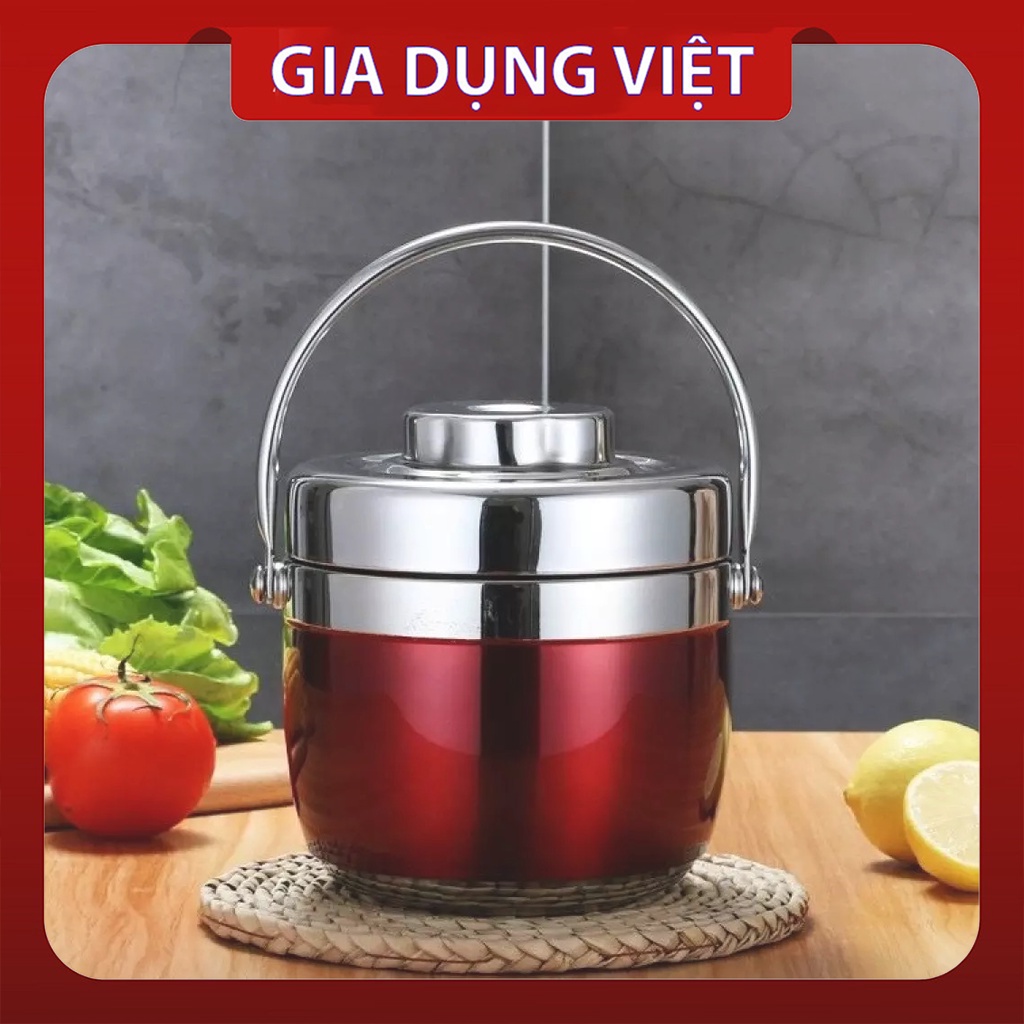 Hộp Đựng Cơm Giữ Nhiệt,Cặp lồng Inox 2 Ngăn Có Quai Thuận Tiện Khi Mang Theo Đi Làm
