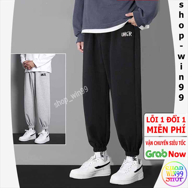 ❤ Gía rẻ ❤ Quần jogger thể thao nam thêu unsr chất liệu nỉ co giãn 4 chiều không nhăn xù bo ống chân phong cách Hàn Quốc