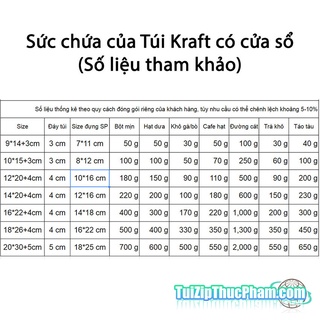 100 cái 9x14+3cm Túi zip giấy Kraft cửa sổ tràn viền nhỏ phủ PET CPP chống nước chuyên đựng thực phẩm có nhận in logo