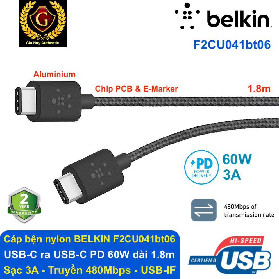 Cáp USB-C to USB-C Belkin F2CU041bt06