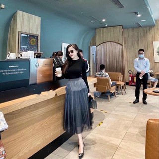 Chân váy lưới loang cá tính