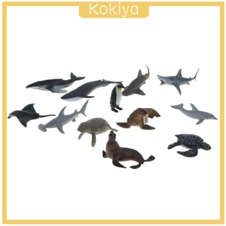 [Kokiya] Lô 12 Mô Hình Động Vật Biển Hình Đồ Chơi Trẻ Em Cá Mập Manta