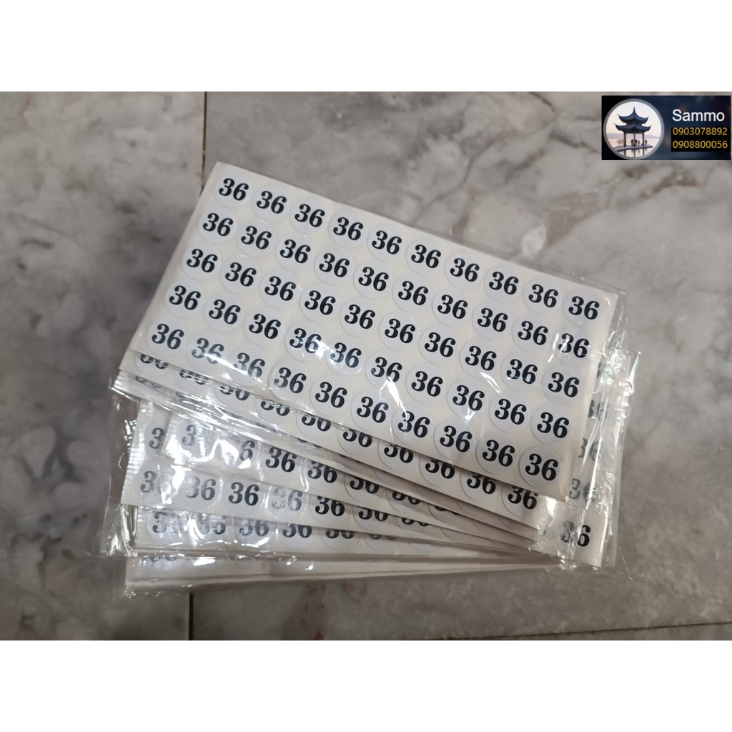 Giá Sỉ Tem Dán Size Quần Áo, Giày Dép từ 35 -&gt; 40 ( Lốc 10 Tờ )