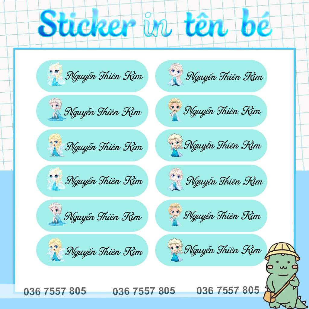 Sticker Dán In Tên Bé thiết kế theo yêu cầu  - dán đồ dùng học tập cho học sinh - giá rẻ nhất năm 2020