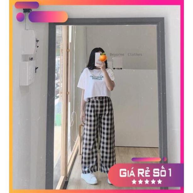 [RẺ VÔ ĐỊCH] Quần Culottes Cúc Cảnh - Cul Xuông Dáng Thụng Kẻ Ô Lưng Cao Trendy