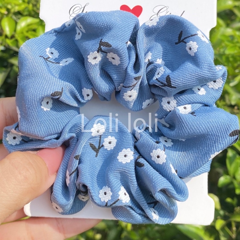 Scrunchies cột tóc, buộc tóc họa tiết hoa nhí dễ thương