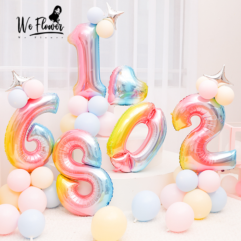 Bong Bóng Nhôm Màu Cầu Vồng Hình Số Dùng Trang Trí Tiệc Tiện Dụng