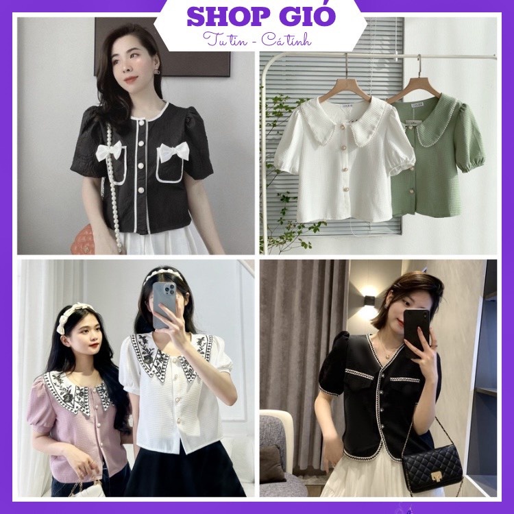 Áo sơ mi xốp cúc ngoc nhiều kiểu phong cách Hàn Quốc