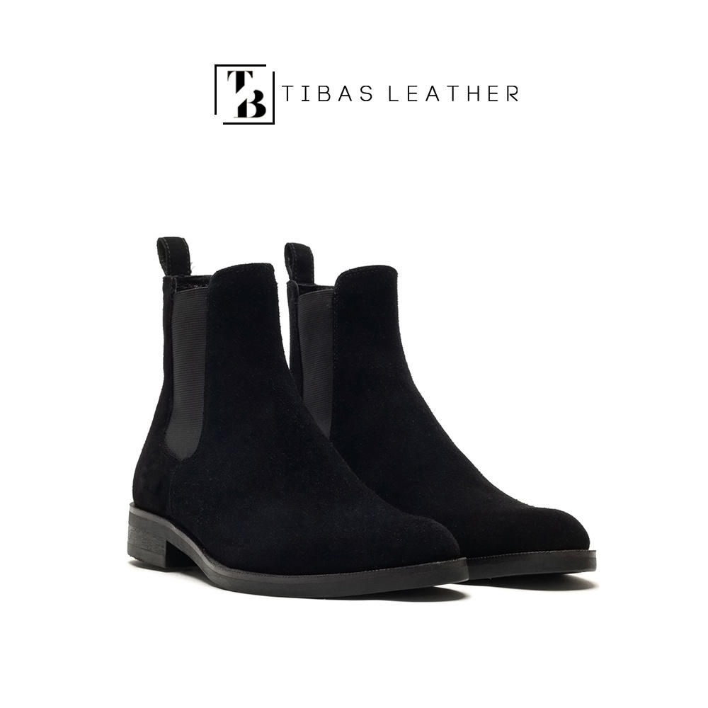 Chelsea Boots Da Lộn Mềm Mại Cao Cấp Màu Đen Bảo Hành 12 Tháng TIBAS