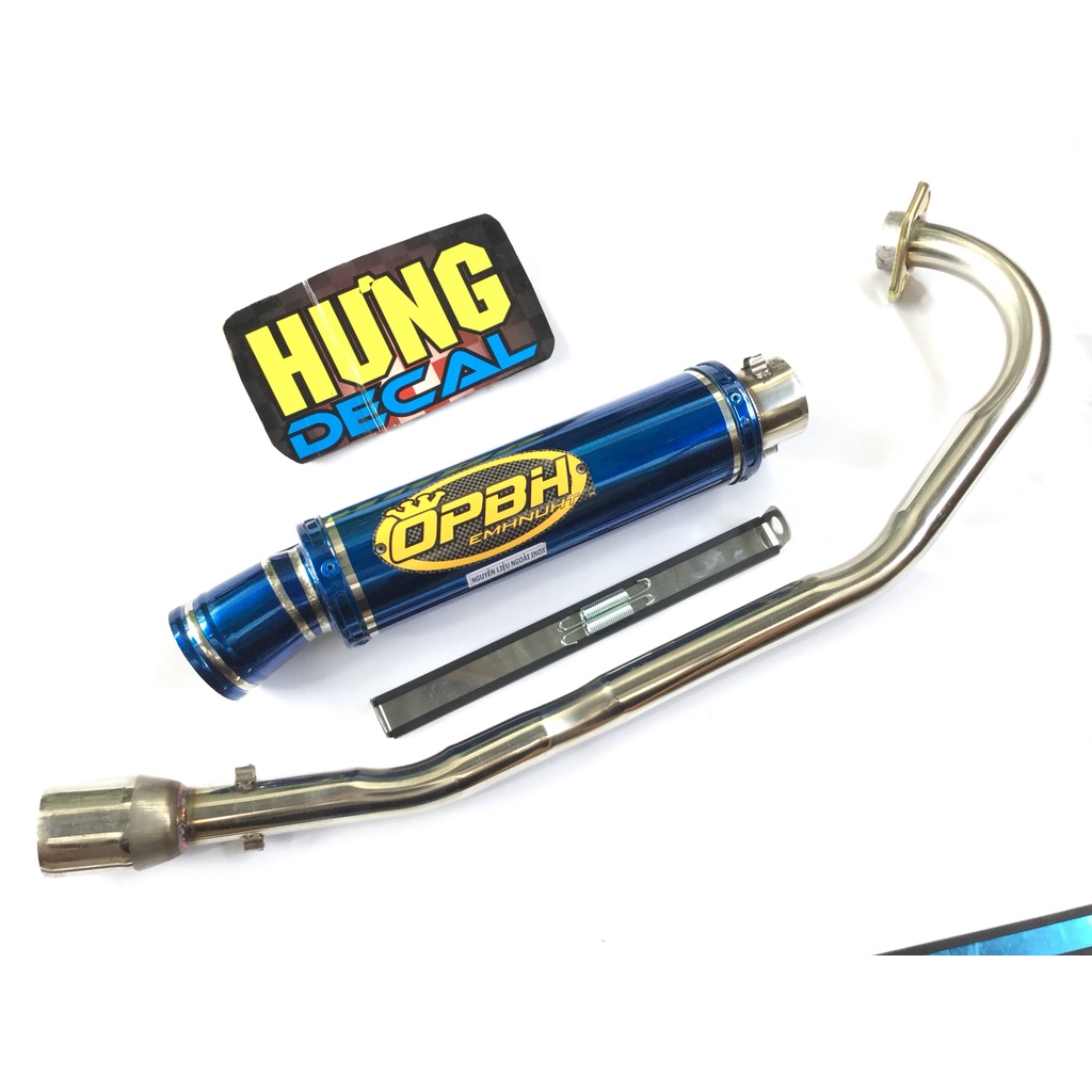 Bộ pô OBPH XANH FULL CỔ INOX THẲNG WAVE, SI, CUP, DREAM, EXCITER, WINER, SONIC, RAIDER FI, SATRIA, GSX