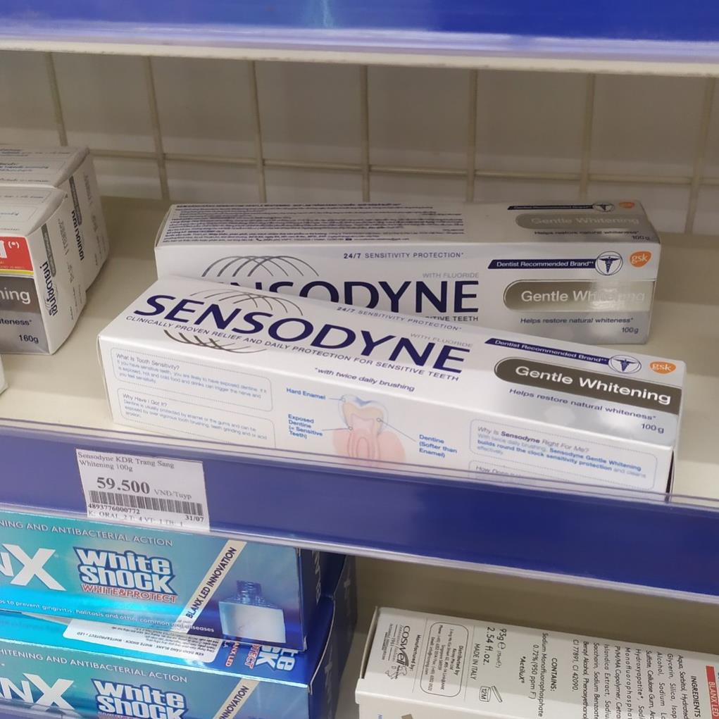 Kem đánh răng Sensodyne Gentle Whitening 100G - Made in Thailan, kèm quà tặng