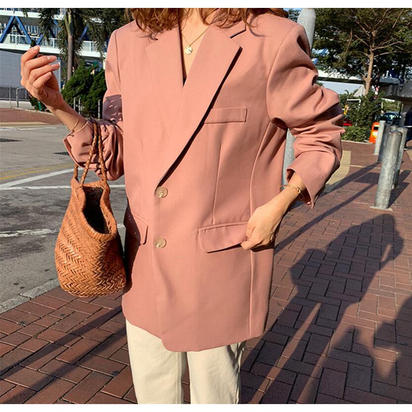 [SẴN]-Áo Blazer Hồng pastel (C47)