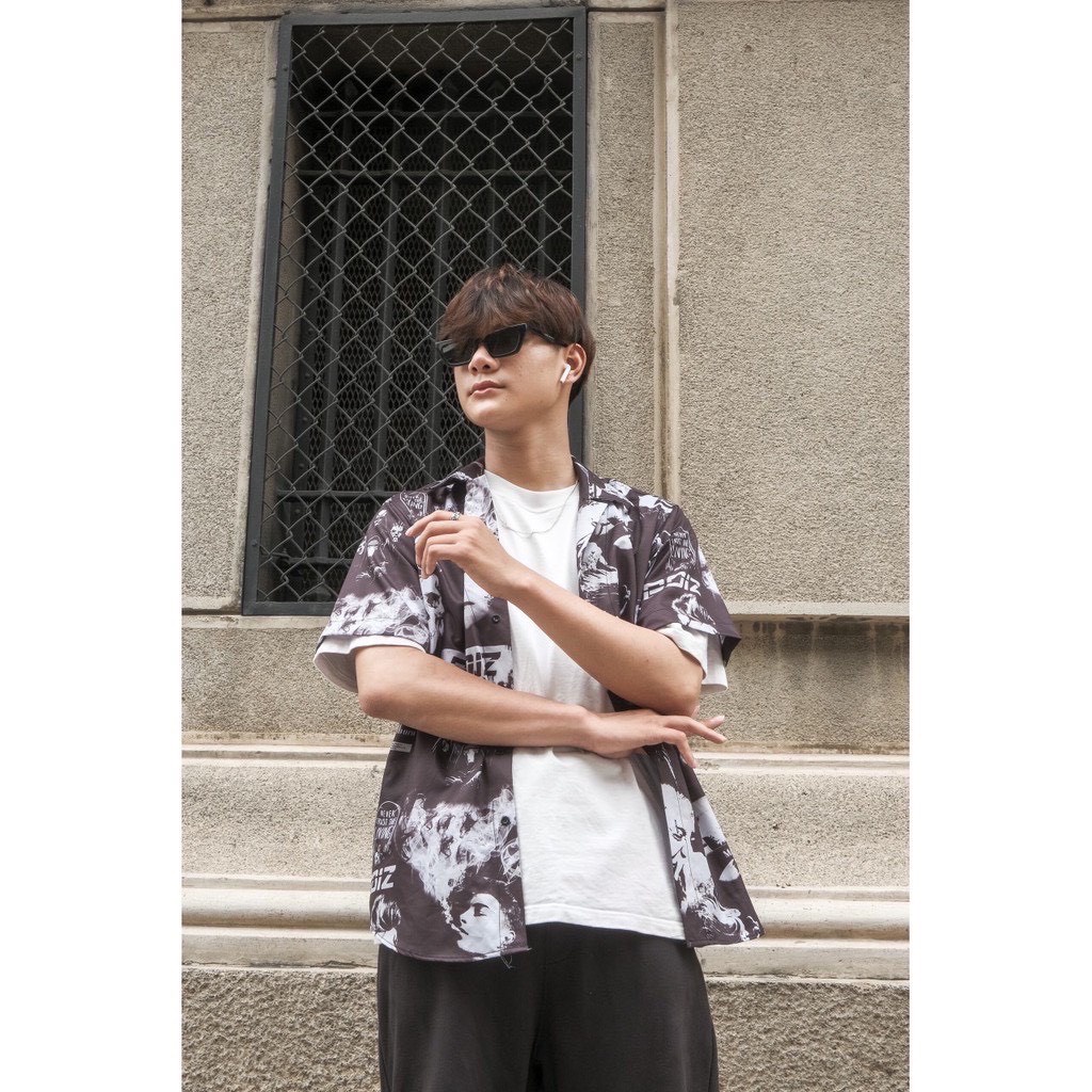 Áo Sơ Mi Tay Lỡ - Áo Somi Tay Ngắn BoiZ Đen -Thời Trang Unisex - SM1 | BigBuy360 - bigbuy360.vn
