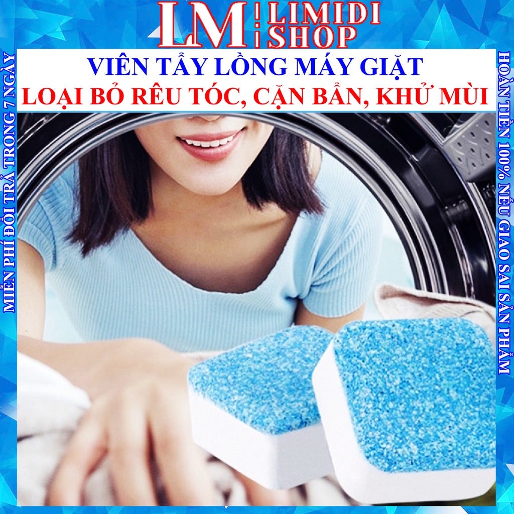 [BỘ 50] Viên Vệ Sinh Lồng Máy Giặt - Viên Tẩy Lồng Máy Giặt - Làm Sạch Lông Tóc, Diệt Khuẩn, Quần Áo Sạch Thơm - LIMIDI