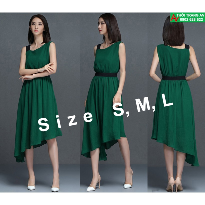 Đầm xòe cổ xéo cách điệu phối vạt xéo đầy sang trọng - AV5669