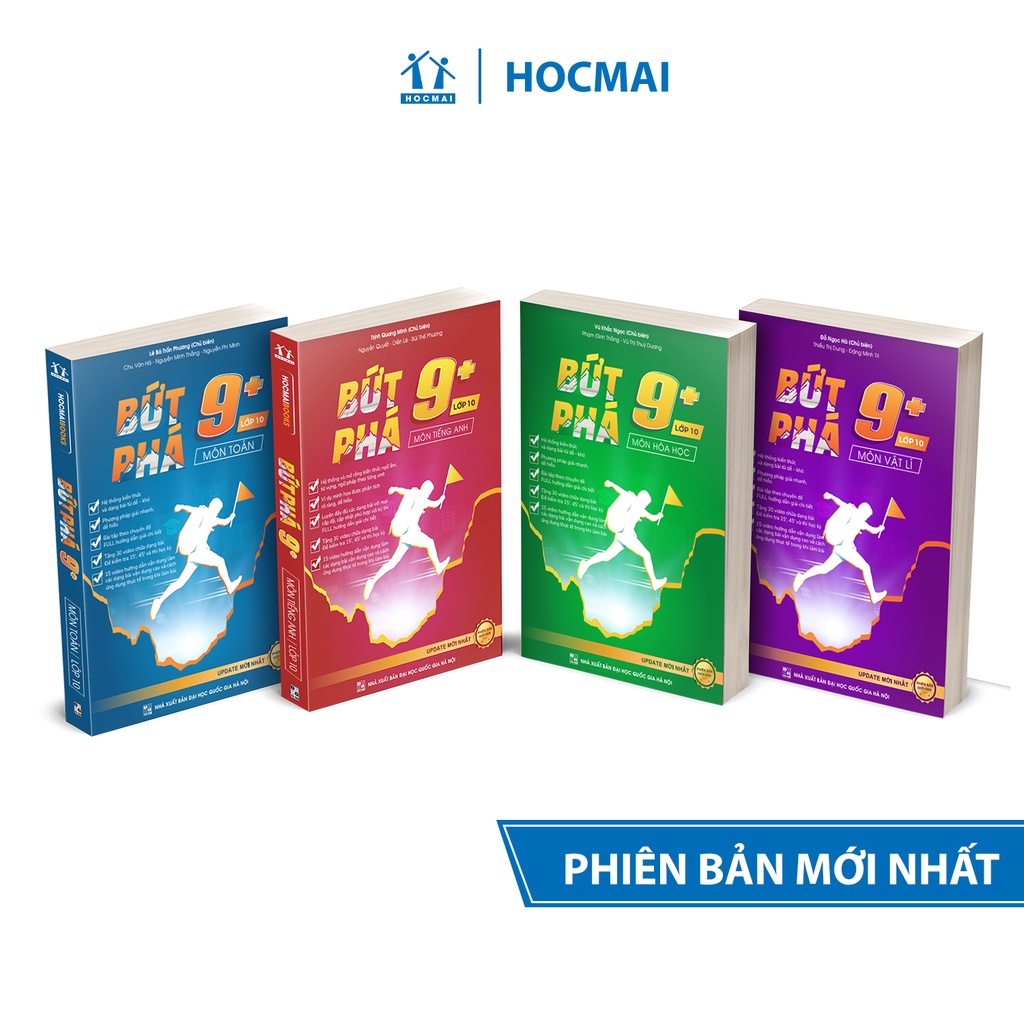 Combo 4 sách Bứt phá 9+ lớp 10 môn Toán, Hóa học, Vật lí, Tiếng Anh