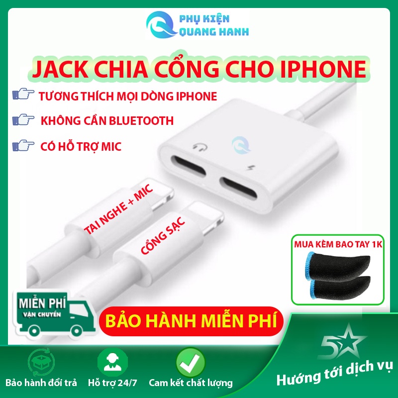 Jack Chuyển Đổi Vừa Sạc Vừa Cắm Tai Nghe (Chia 2 Cổng Chân Light.ning Cho Các Dòng i.Phone) cáp chia cổng light.ning